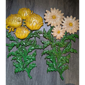 Vintage 1975 Sexton USA Cast Aluminum Flowers Daisy Wall Decor Art Metal